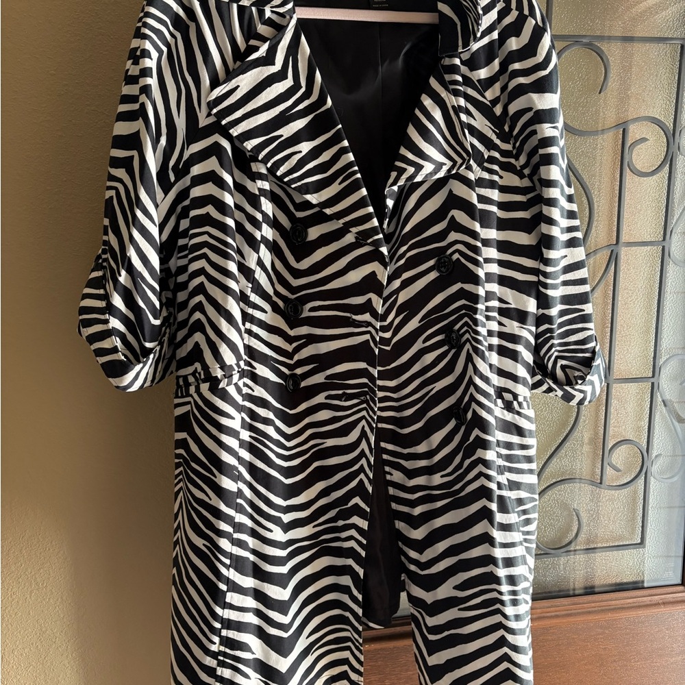 Lane Bryant Black and White Animal Print Coat